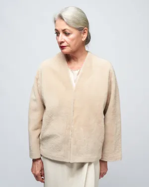 v neck shearling cardigan