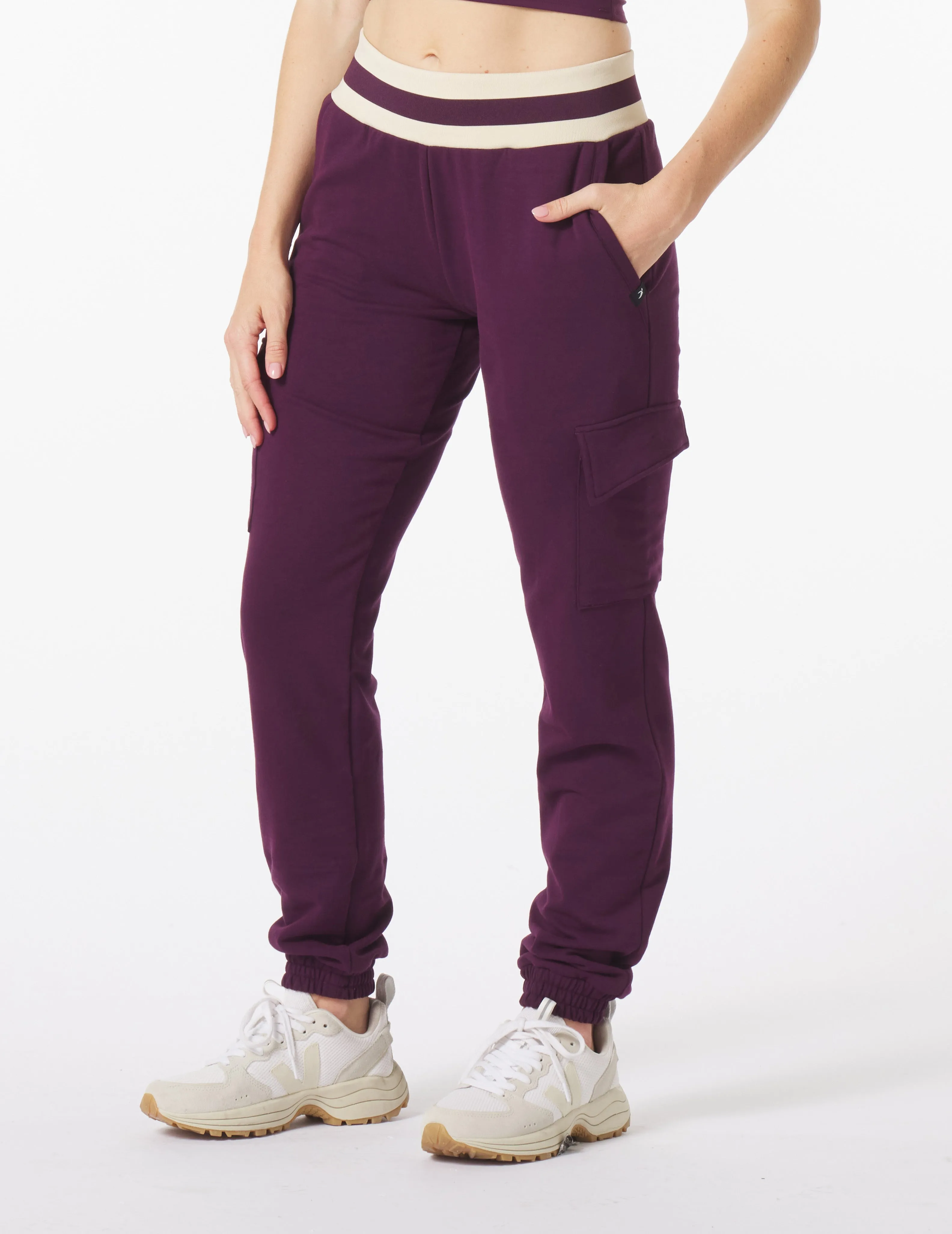 Varsity Jogger: Mulberry/Oatmilk