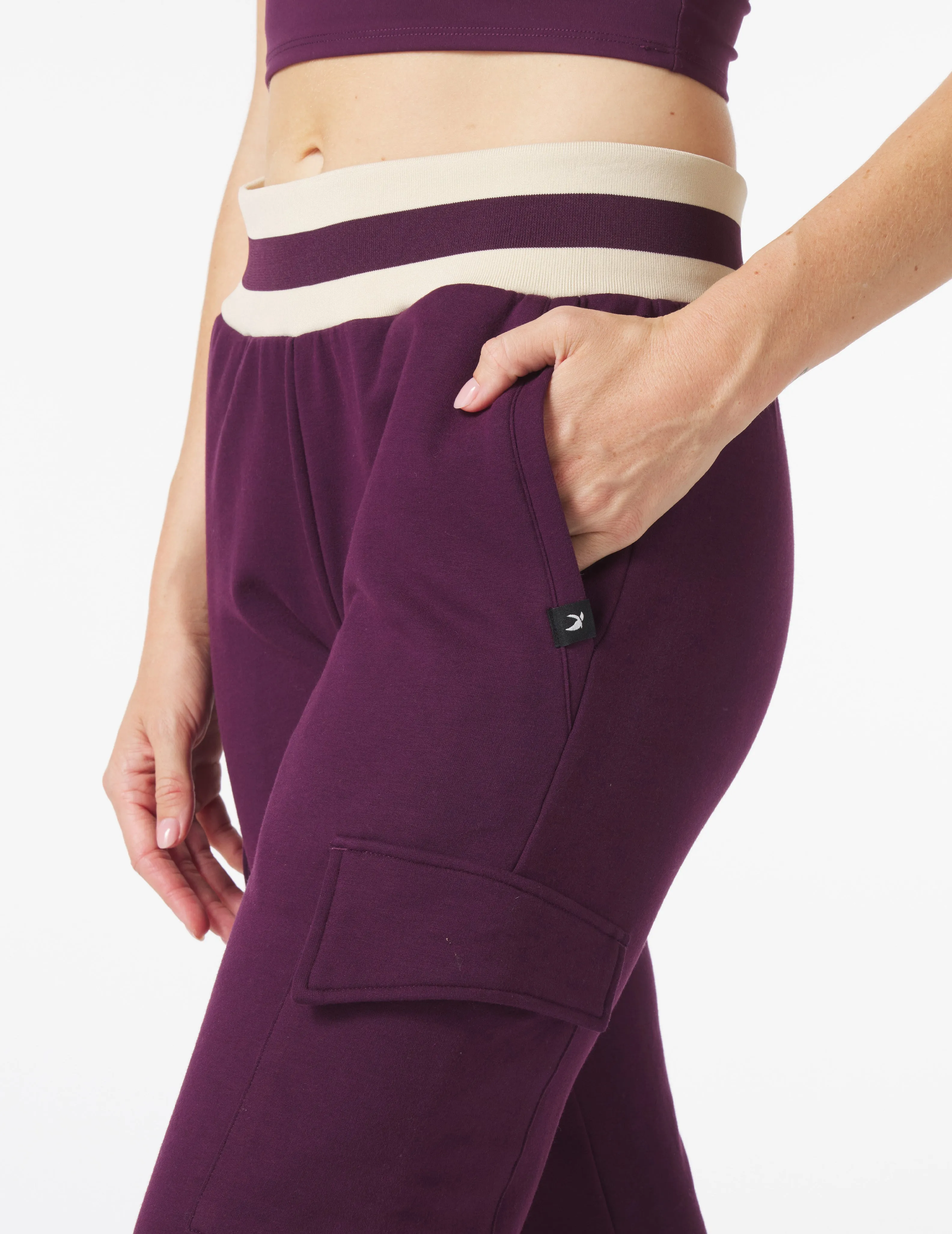 Varsity Jogger: Mulberry/Oatmilk