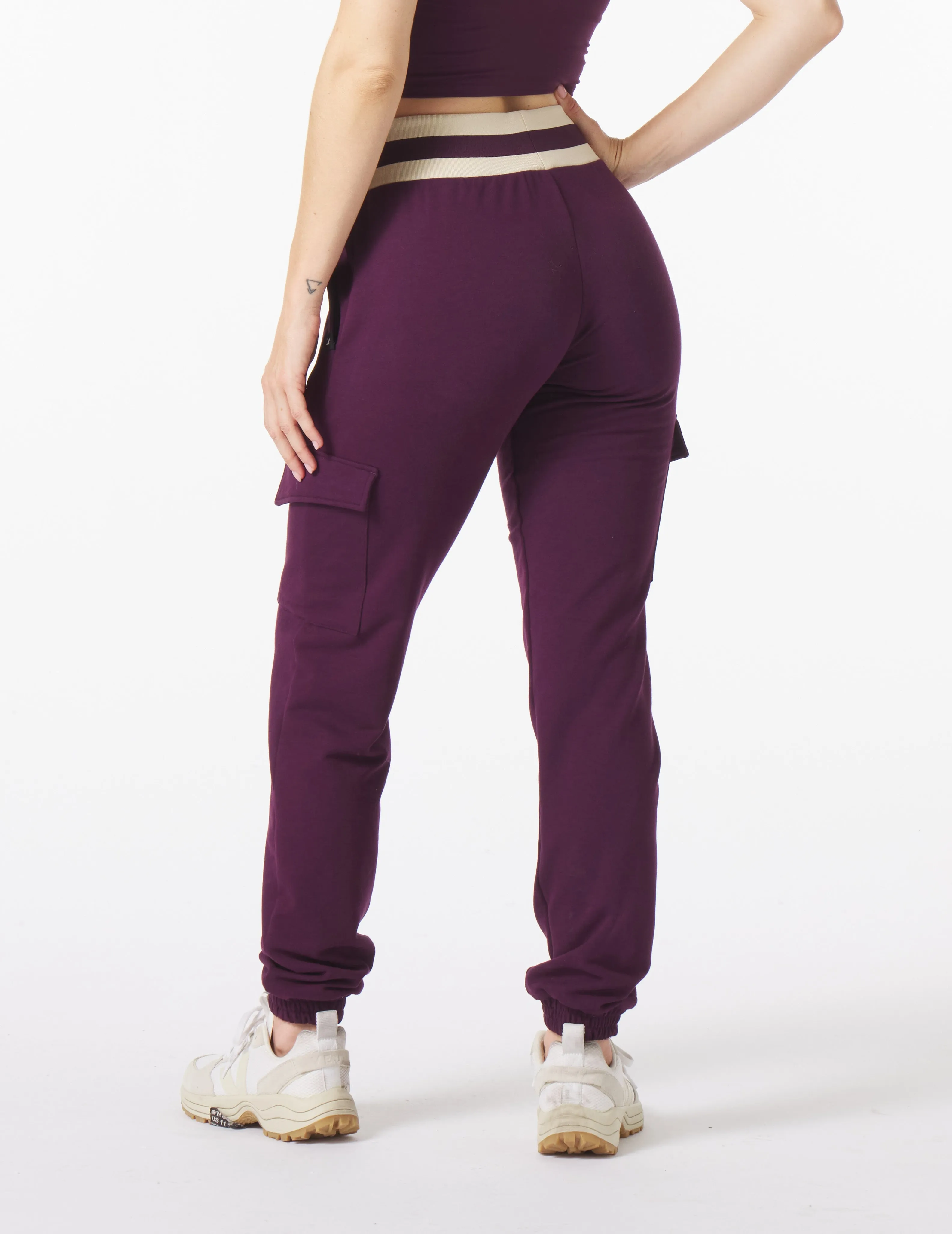 Varsity Jogger: Mulberry/Oatmilk