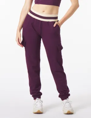 Varsity Jogger: Mulberry/Oatmilk