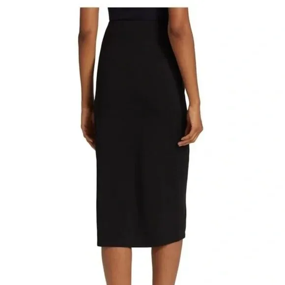 Vince Black Faux Wrap Midi Skirt With Ring Side Knot Design Women Small