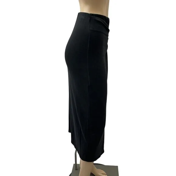 Vince Black Faux Wrap Midi Skirt With Ring Side Knot Design Women Small