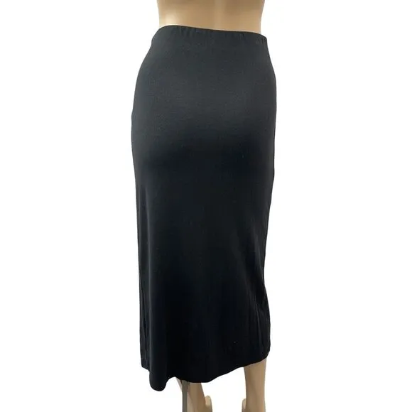 Vince Black Faux Wrap Midi Skirt With Ring Side Knot Design Women Small