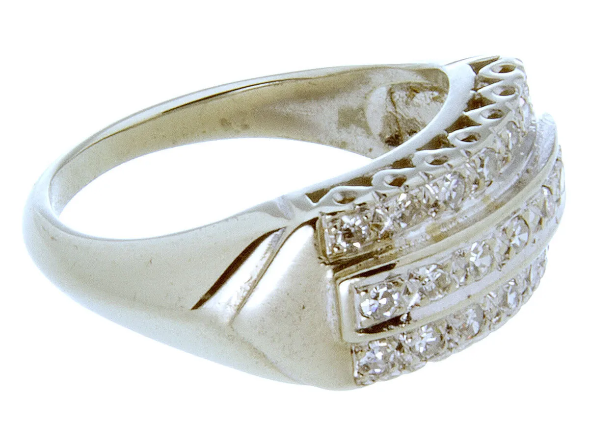 Vintage 3 Row Diamond Wedding Band