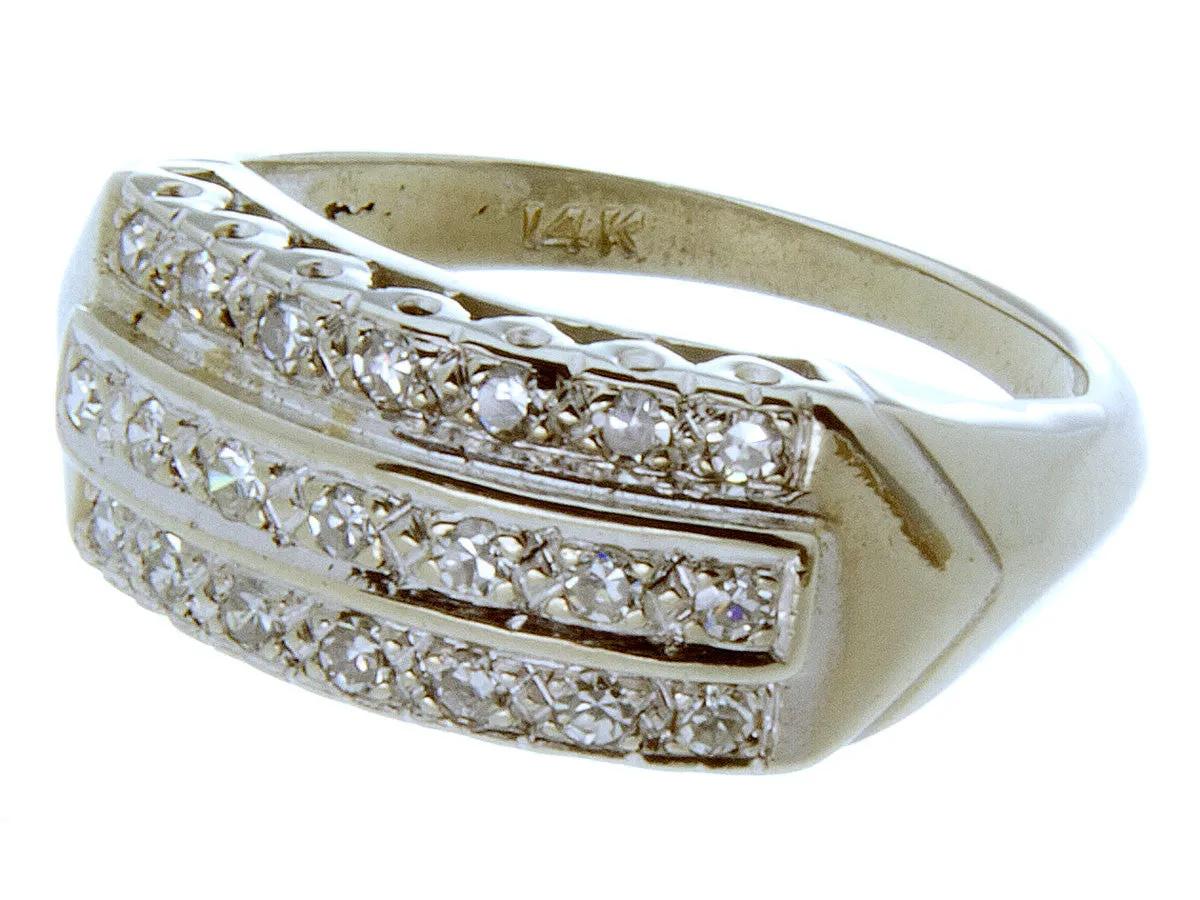 Vintage 3 Row Diamond Wedding Band