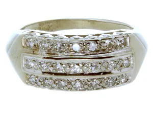 Vintage 3 Row Diamond Wedding Band