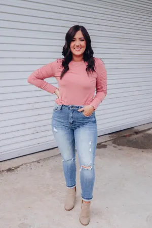 Vintage Rose Ruched Sleeve Top