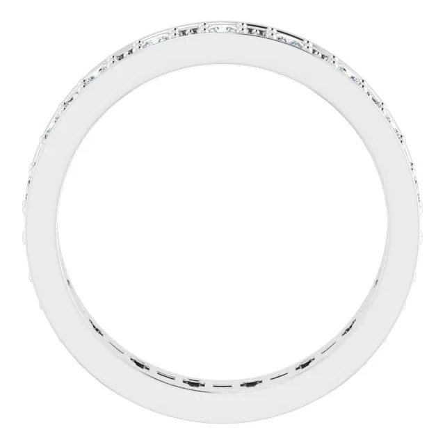 Vintage Style 0.54 ct. Princess Diamond Milgrain Accent Eternity Band