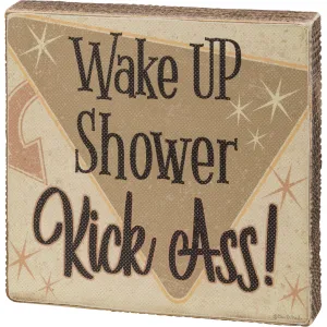Wake Up Shower Block Sign
