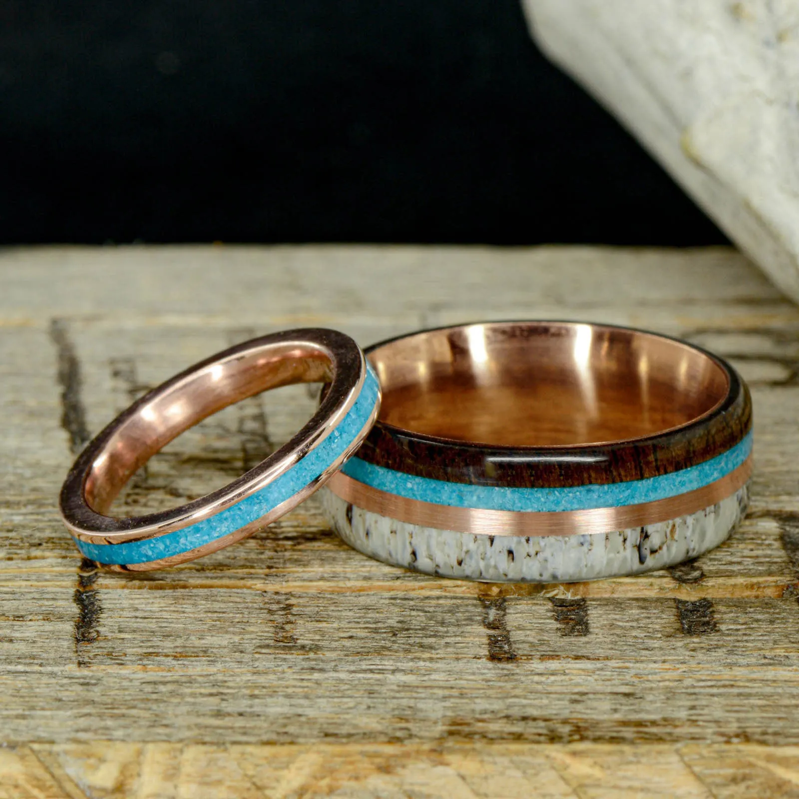 Walnut, Turquoise, Rose Gold, & Antler