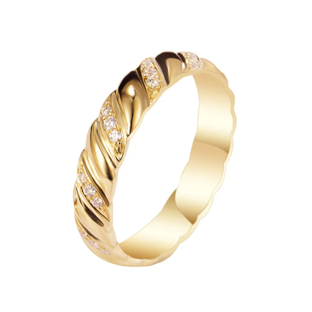 Wave Twist Diamond Couple Wedding Rings
