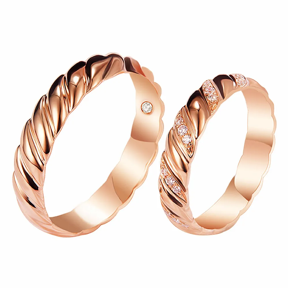 Wave Twist Diamond Couple Wedding Rings