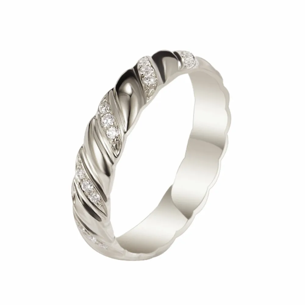 Wave Twist Diamond Couple Wedding Rings