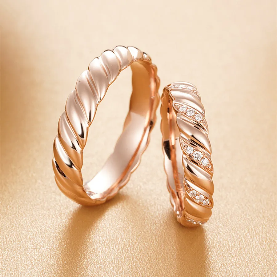 Wave Twist Diamond Couple Wedding Rings