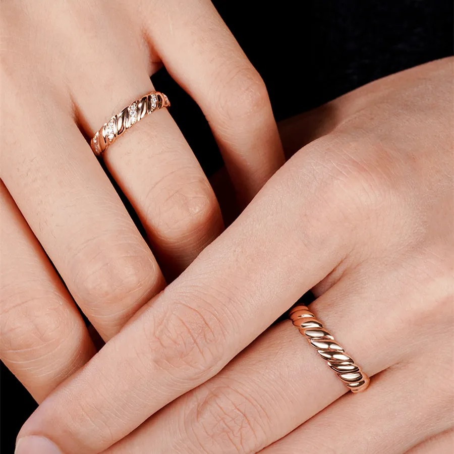 Wave Twist Diamond Couple Wedding Rings