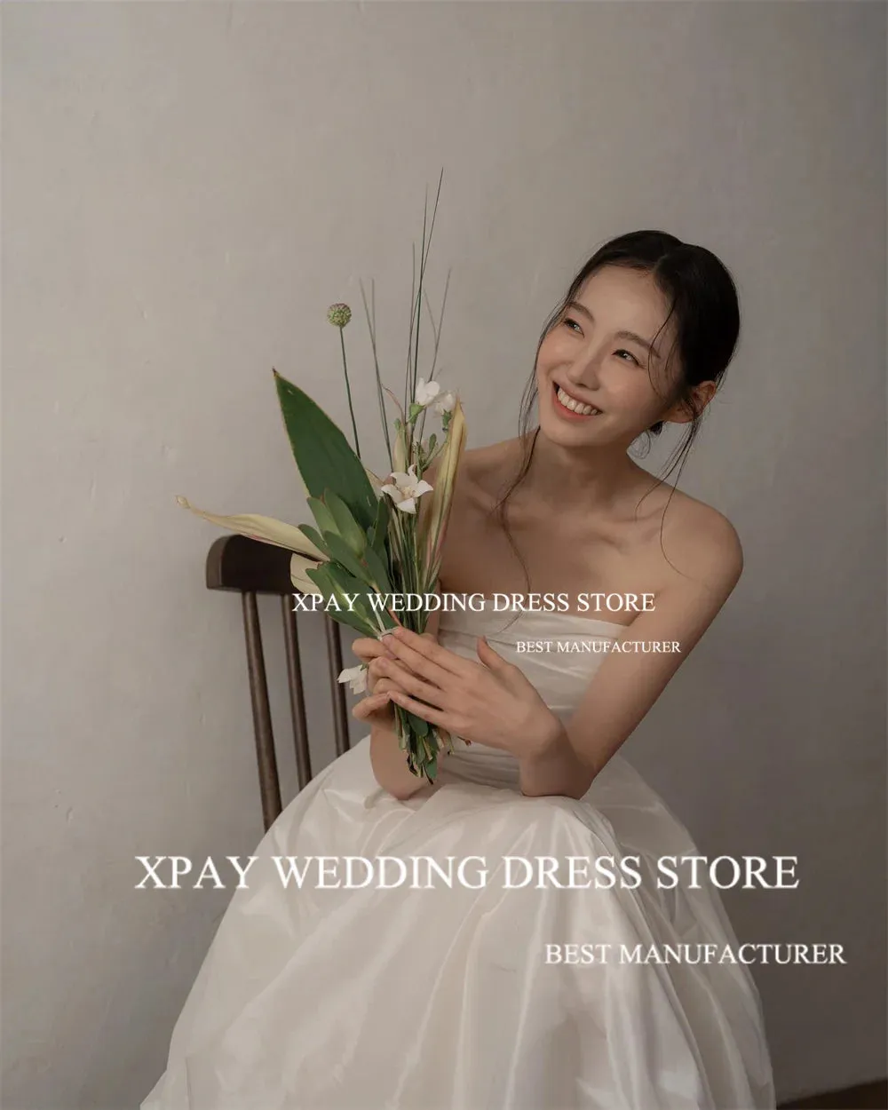 Wedding Dresses Pleats Taffeta Bridal Dress Backless Wedding