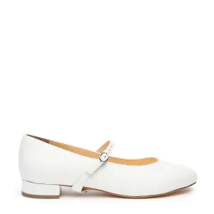 White Ballet Flat   Twiggy Strap