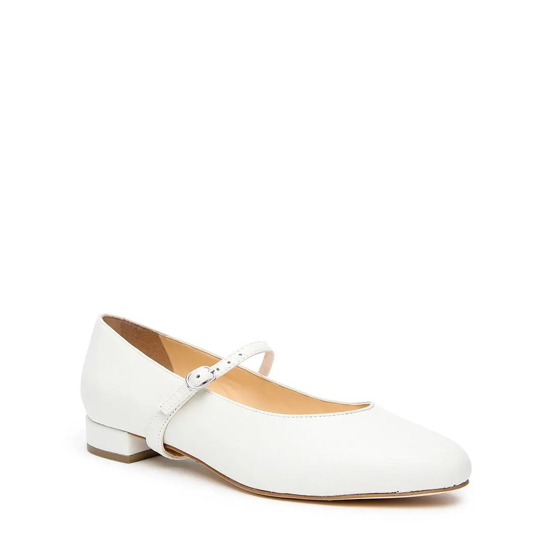 White Ballet Flat   Twiggy Strap