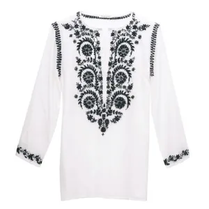 White Cotton Indian Embroidered Tunic