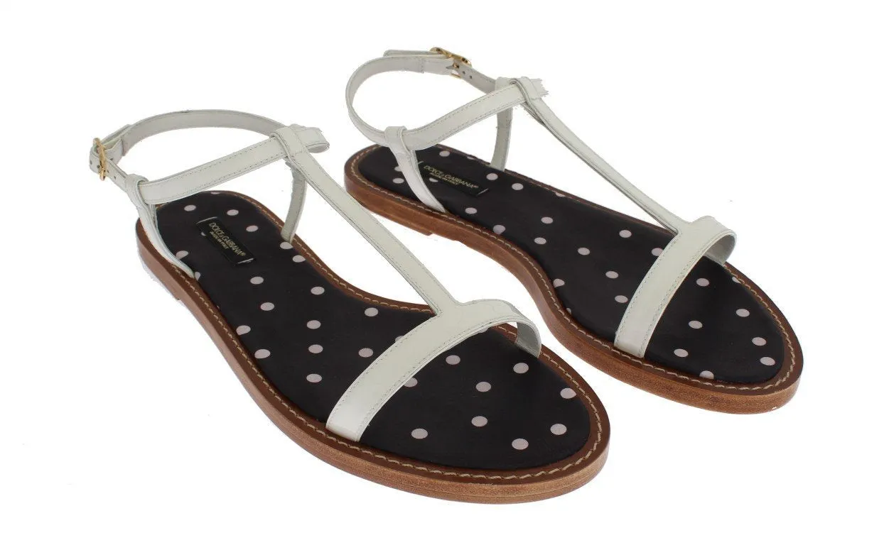 White Leather Ankle Strap Sandals