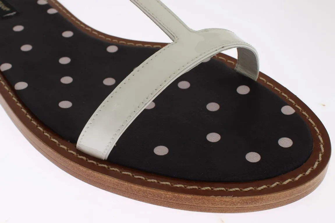 White Leather Ankle Strap Sandals