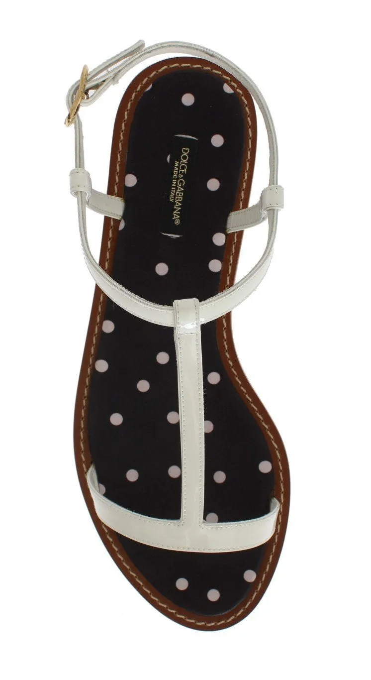 White Leather Ankle Strap Sandals