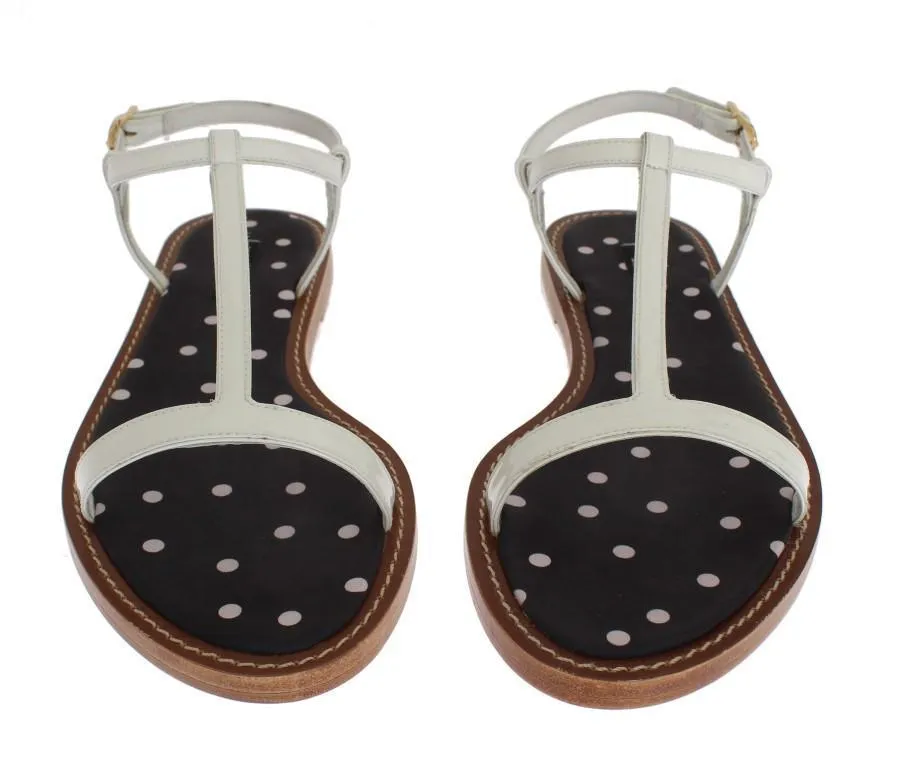 White Leather Ankle Strap Sandals
