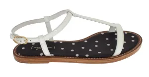 White Leather Ankle Strap Sandals