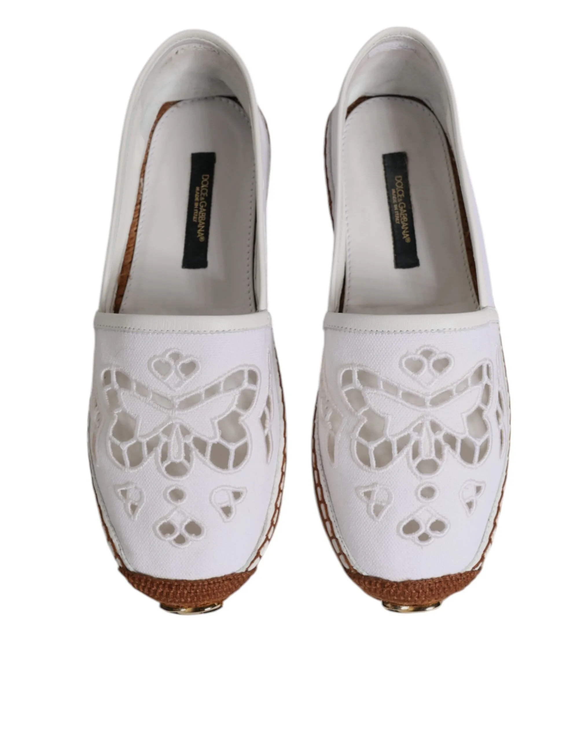 White Logo Eyelet Slip On Espadrilles Shoes