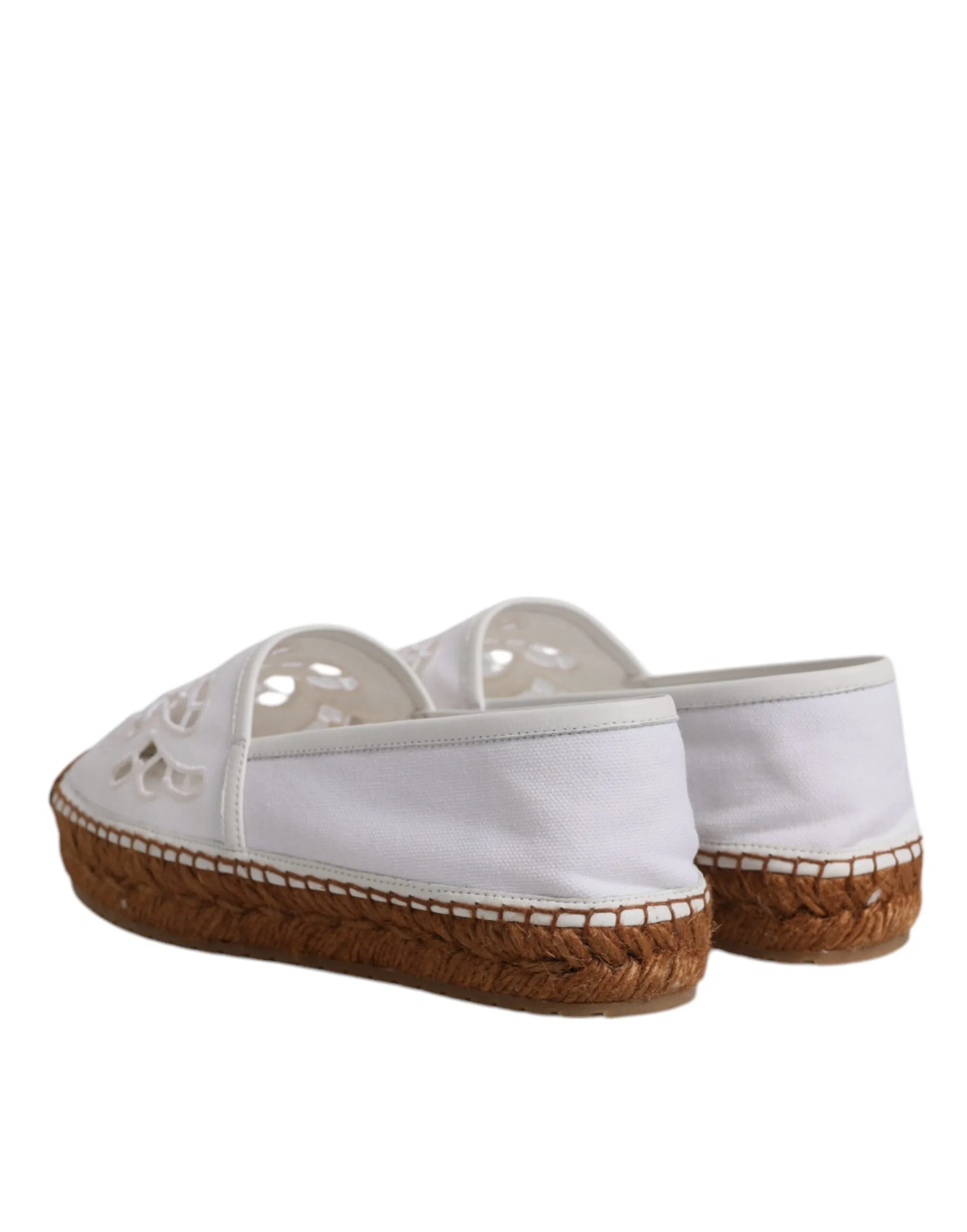 White Logo Eyelet Slip On Espadrilles Shoes