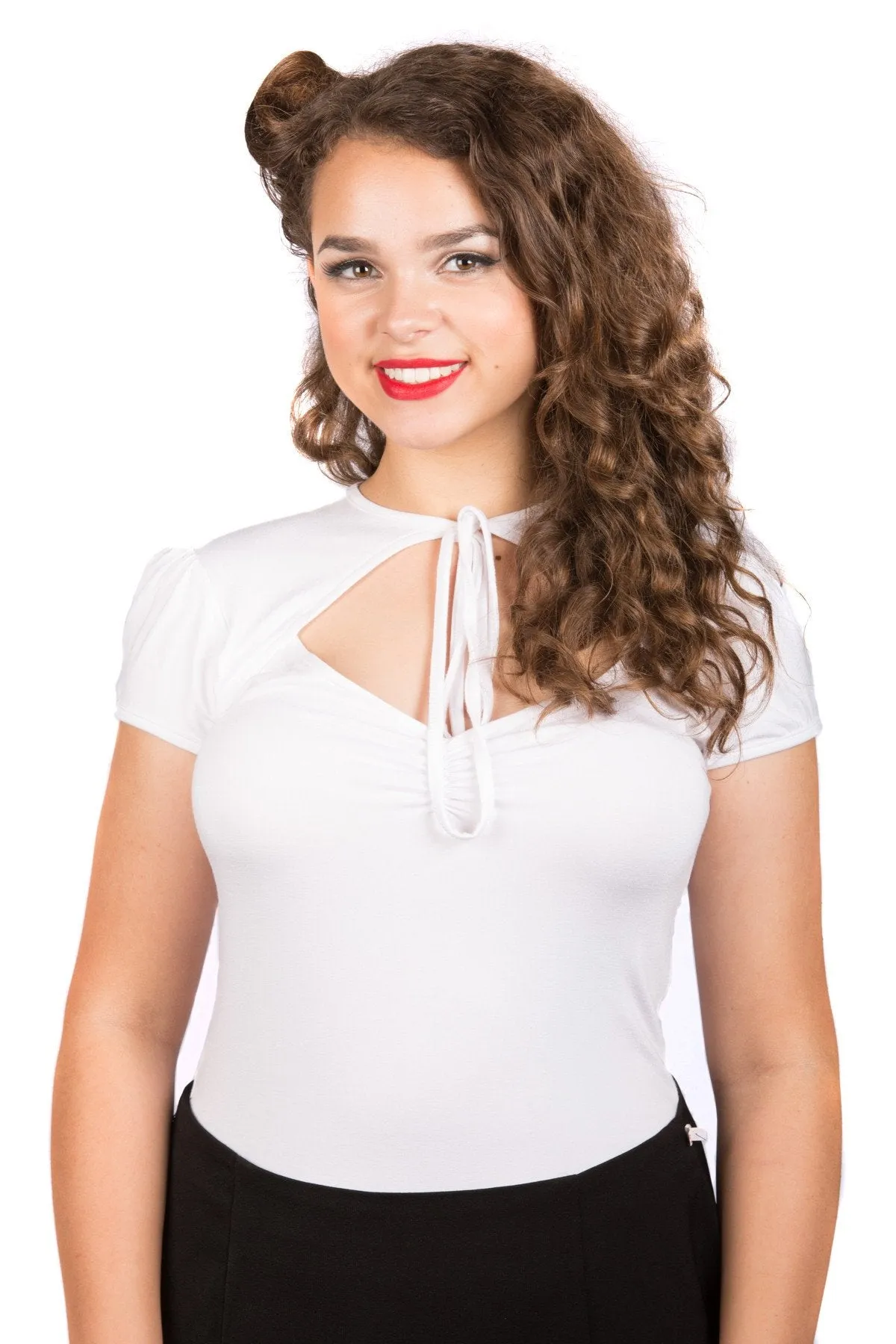 White Pin-Up Tie Top