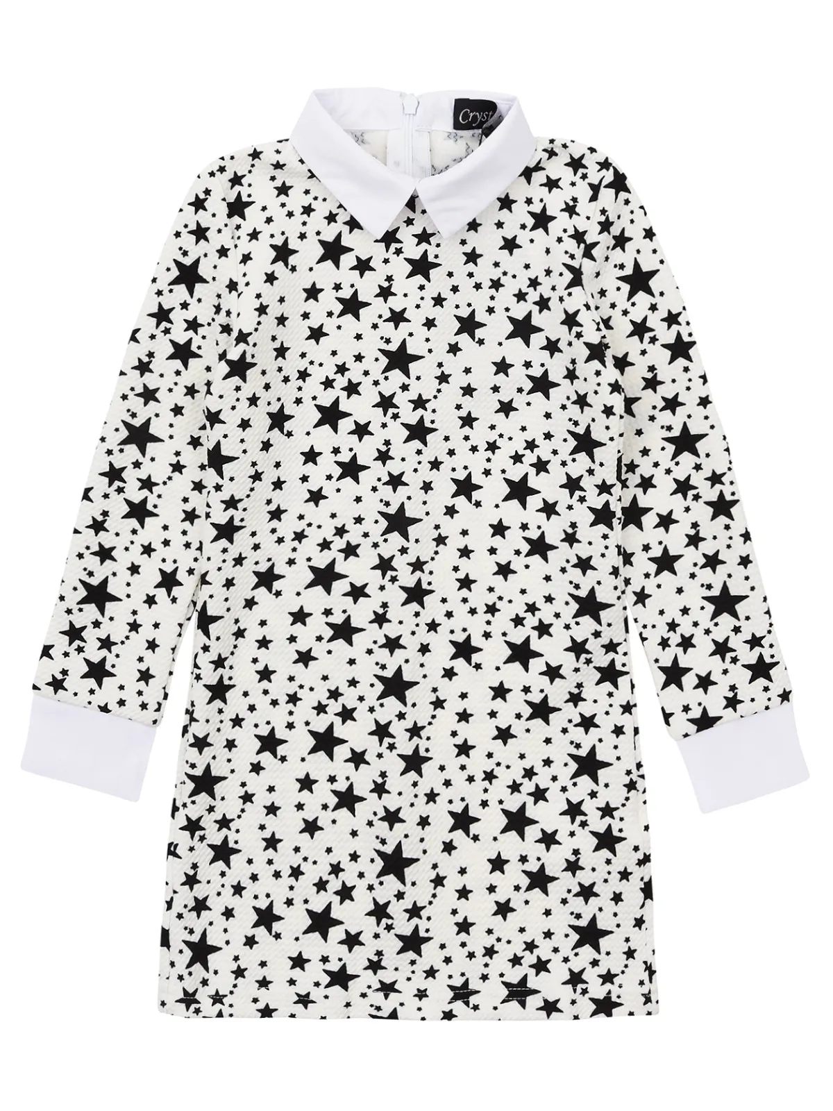 White Stellar Star Collared Dress by Kids Couture