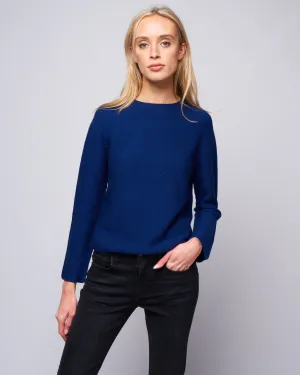 whole garment sweater round neckline - royal navy