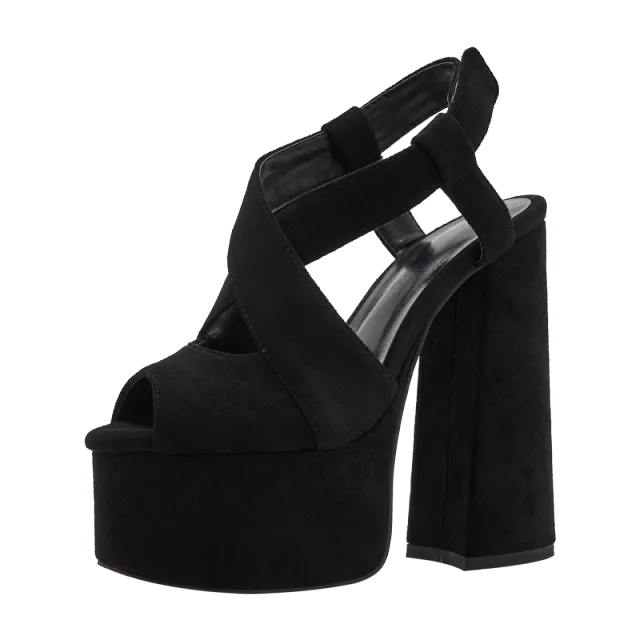Women 14CM heels Sandals Platform Square Head