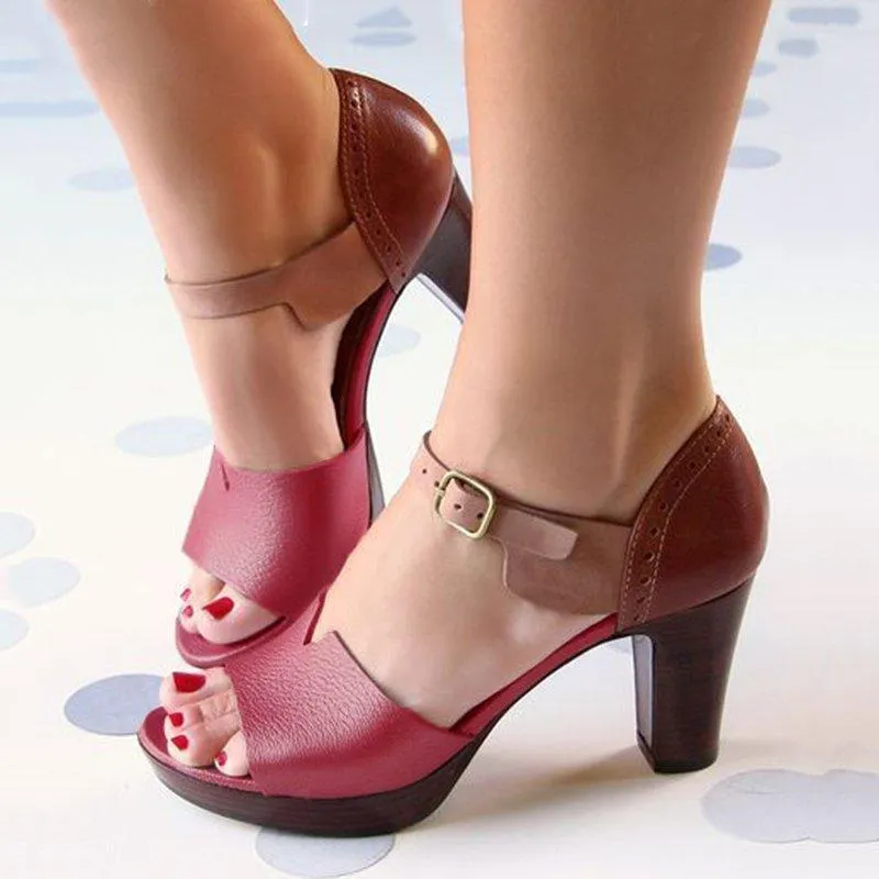 Women's Elegant Chunky Heel Ankle Strap Spring Sandals