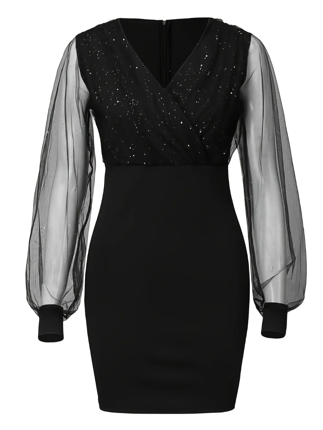 Women's Elegant Skinny Semi Sheer Mesh Dress