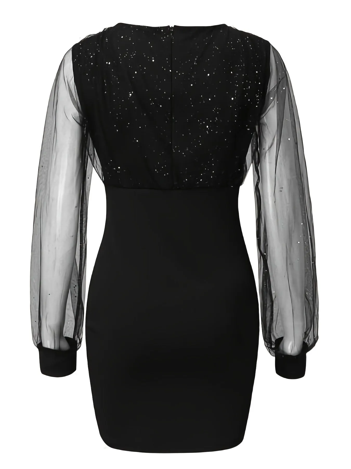 Women's Elegant Skinny Semi Sheer Mesh Dress