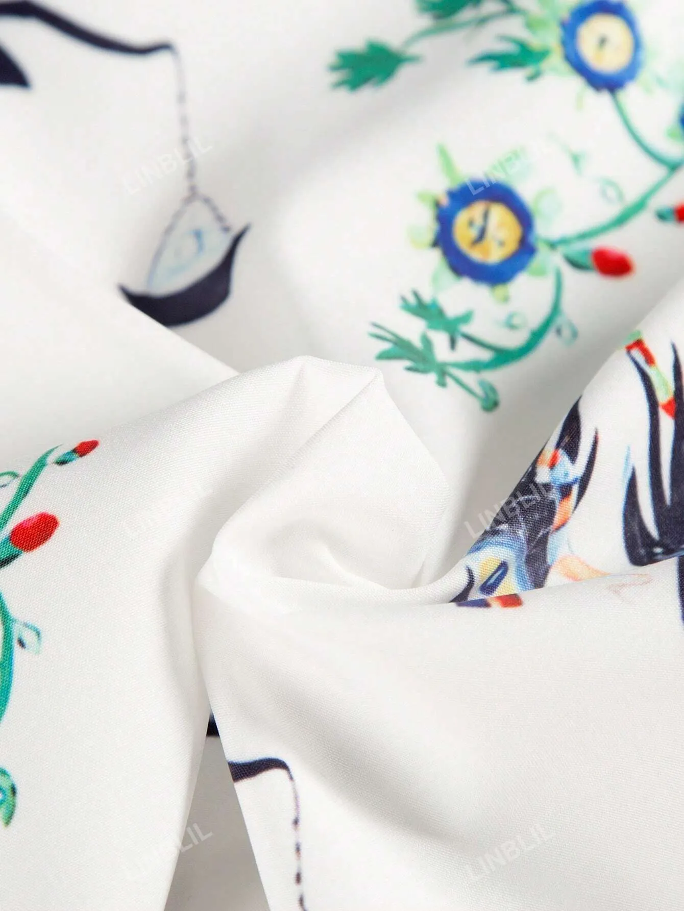 Women's Elegant Stand Collar Lantern Sleeve Embroidered Shirt
