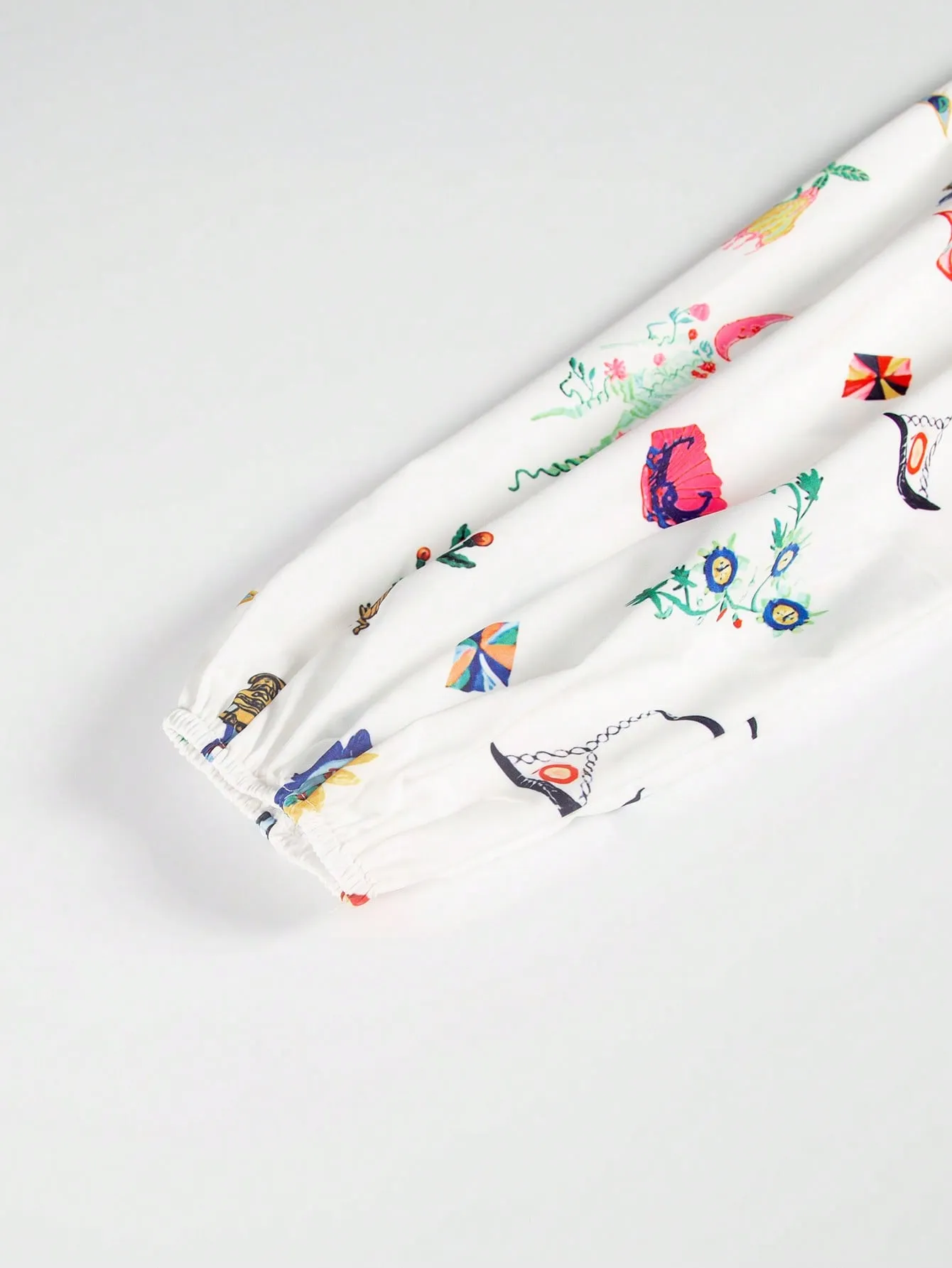 Women's Elegant Stand Collar Lantern Sleeve Embroidered Shirt