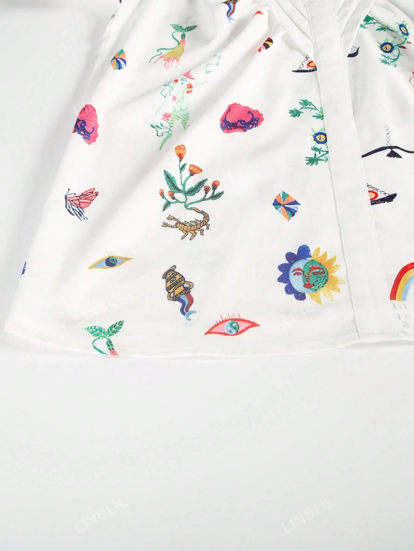 Women's Elegant Stand Collar Lantern Sleeve Embroidered Shirt