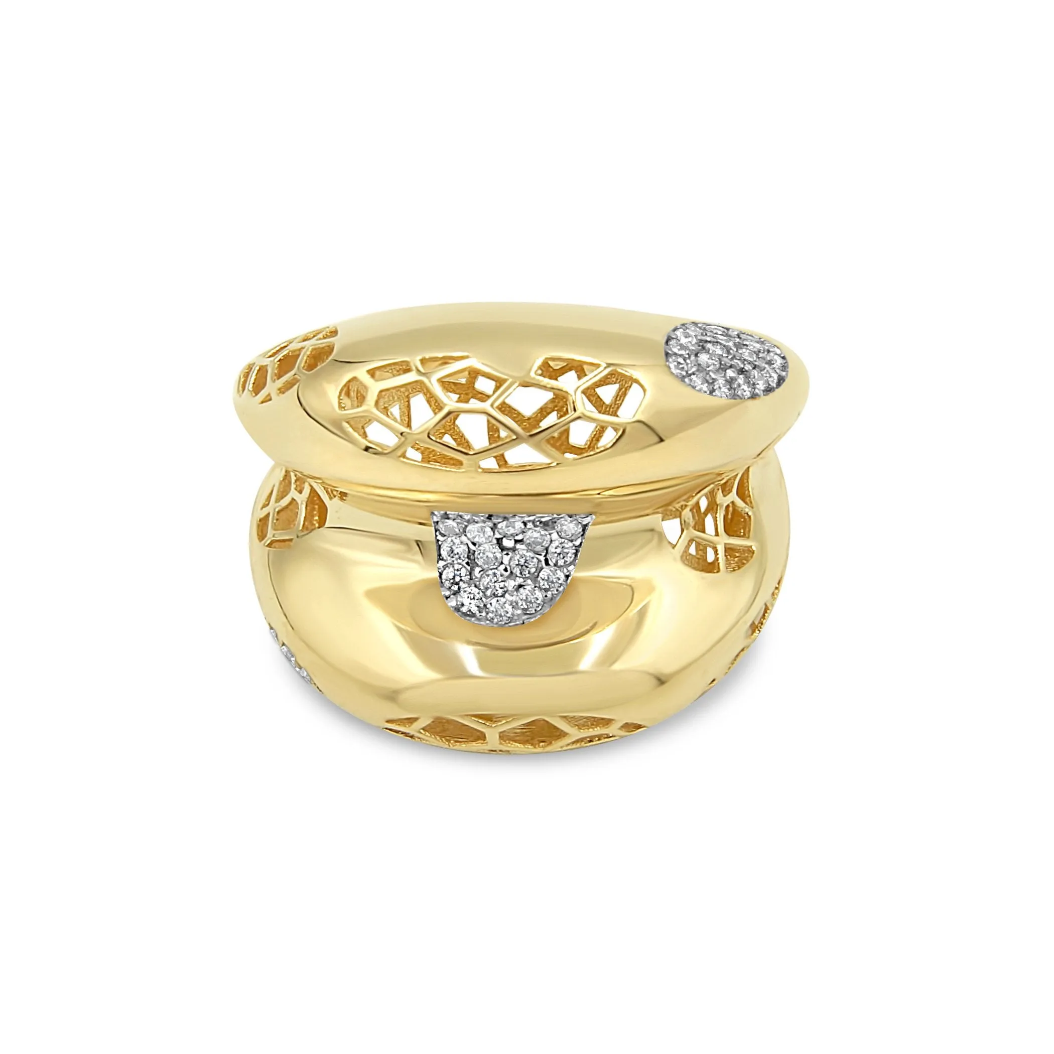 Women's Fancy polished look ring in 14K