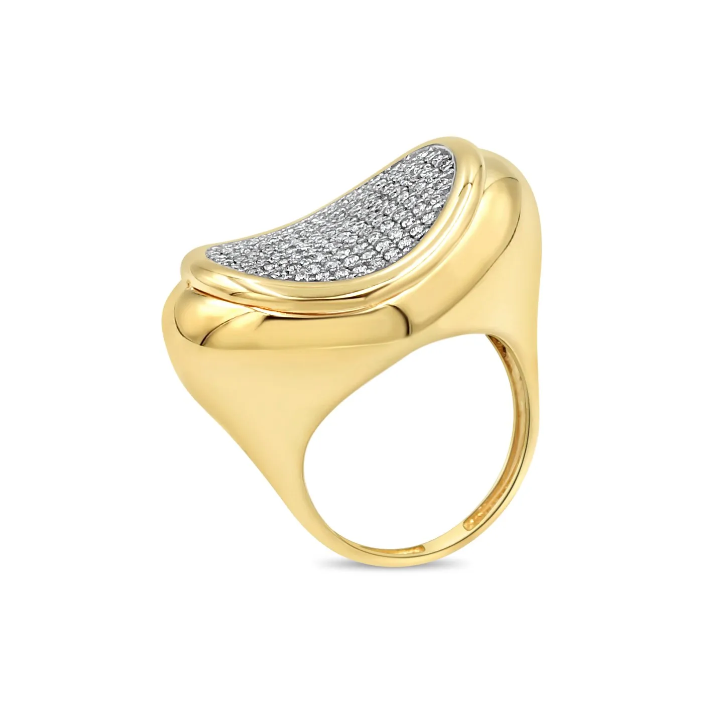 Women's Fancy Styled pave set ring in 14K