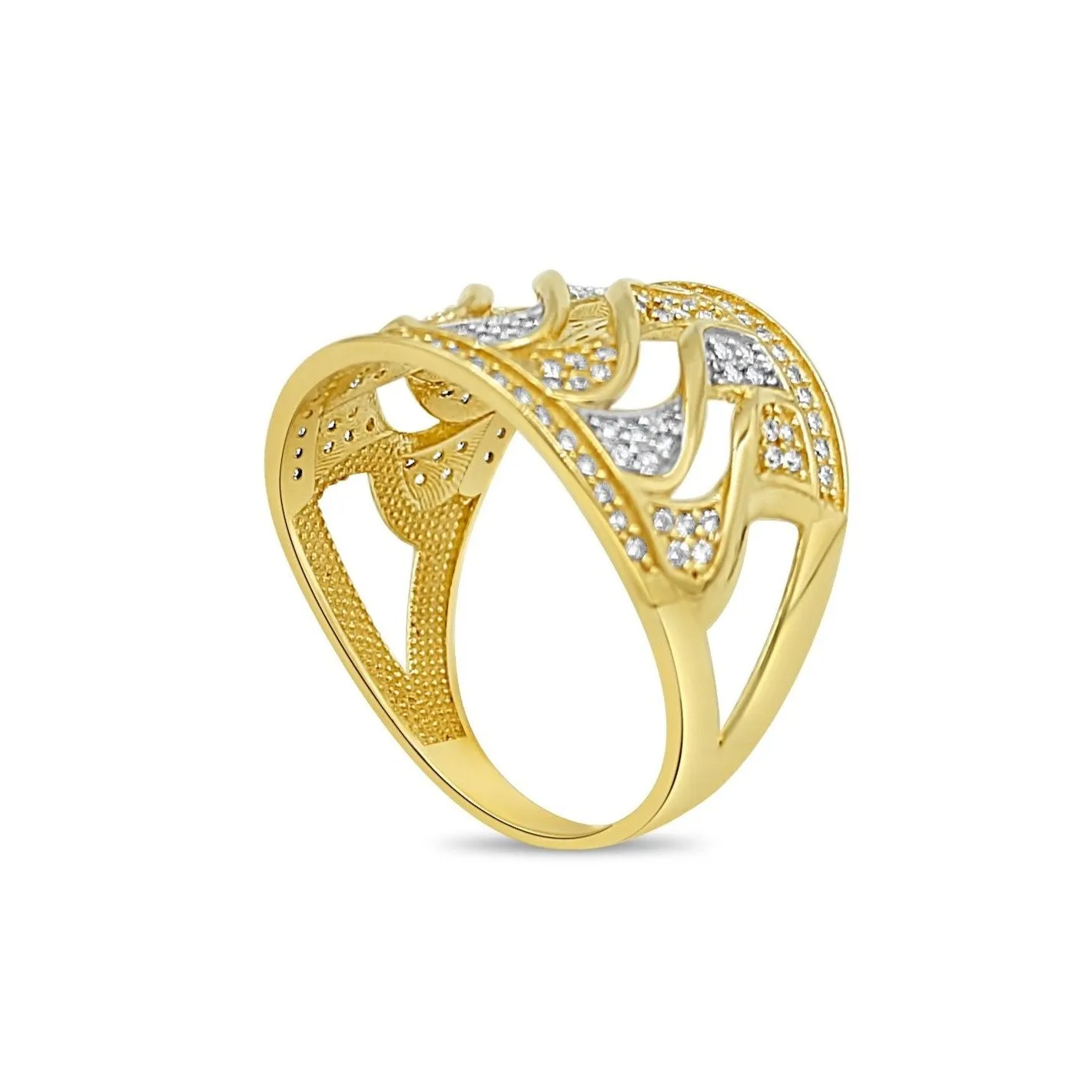 Women's Fashion Styled pave set ring in 10K