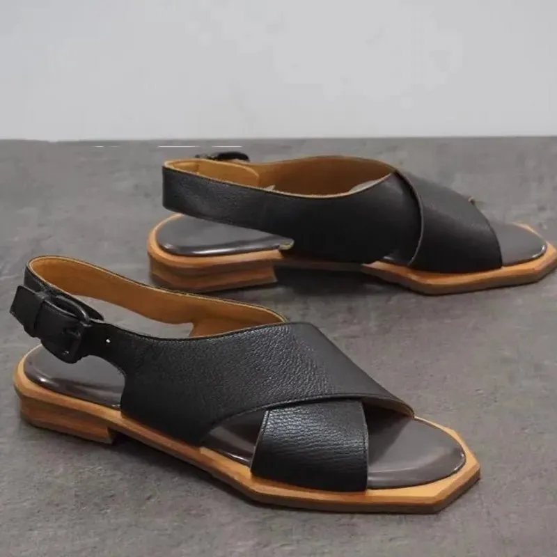Women's Genuine Leather Vintage Gladiator OpenToe Sandals