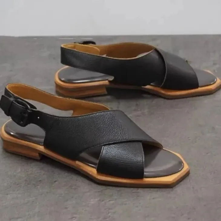 Women's Genuine Leather Vintage Gladiator OpenToe Sandals