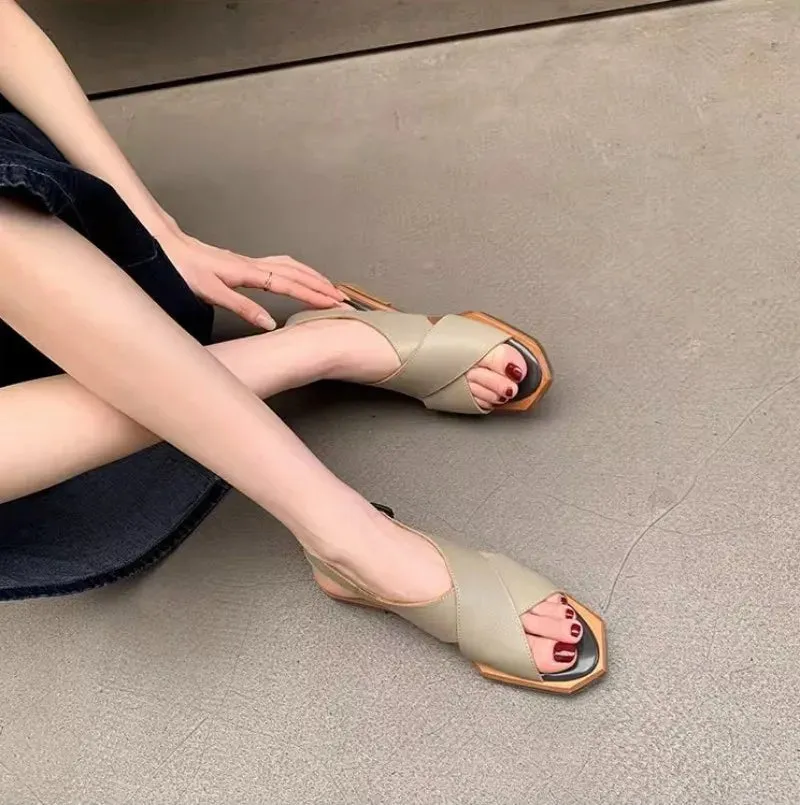 Women's Genuine Leather Vintage Gladiator OpenToe Sandals