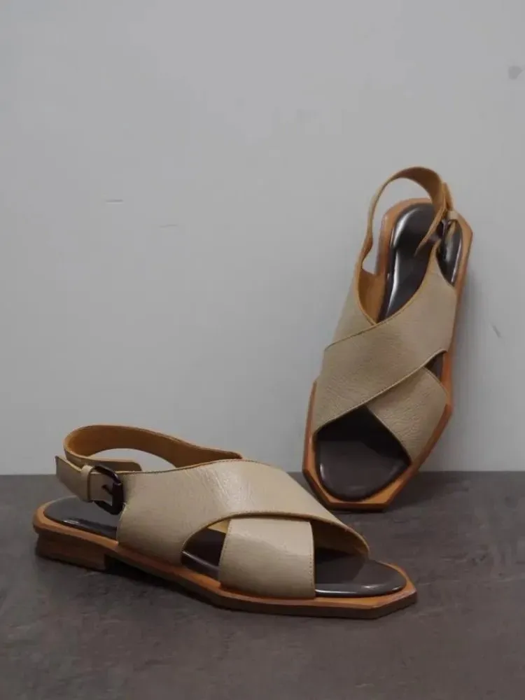 Women's Genuine Leather Vintage Gladiator OpenToe Sandals