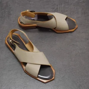 Women's Genuine Leather Vintage Gladiator OpenToe Sandals