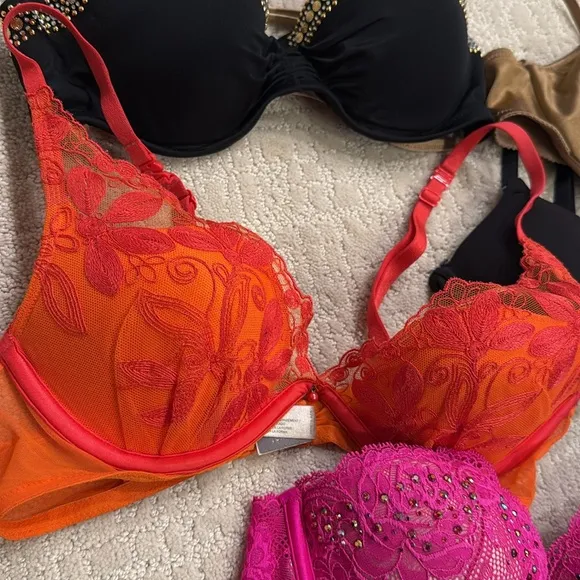 Women's Intimates Collection - Black, Gold, Orange, Pink Bras 32B